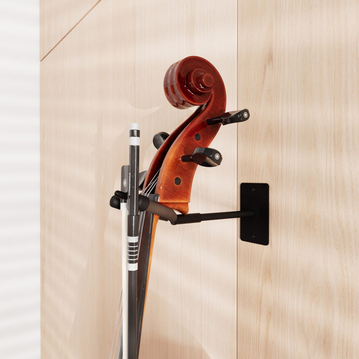 CC03F4 Flat wall mount cello hanger black