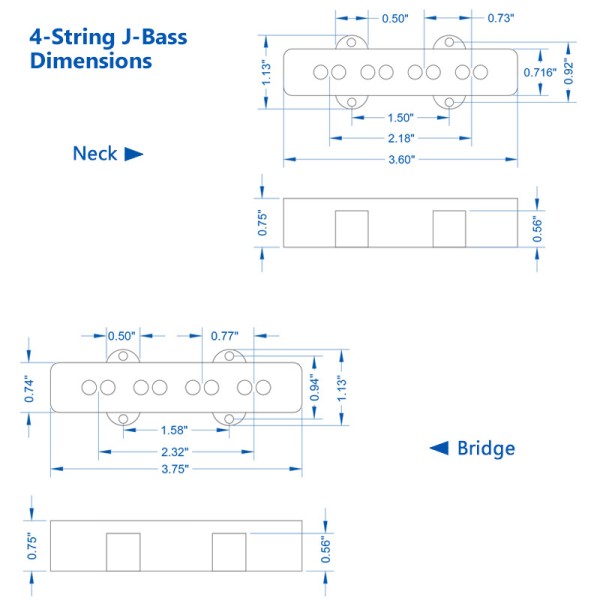 Jazz bass 70's bridge black 4S