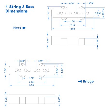 Jazz bass 70's bridge black 4S