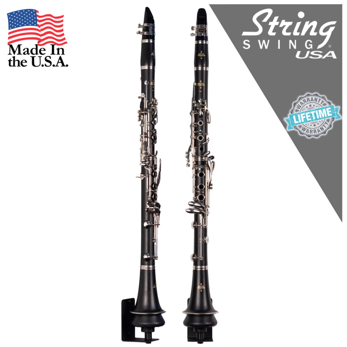 Flat Wall Mount Clarinet Holder BHH13