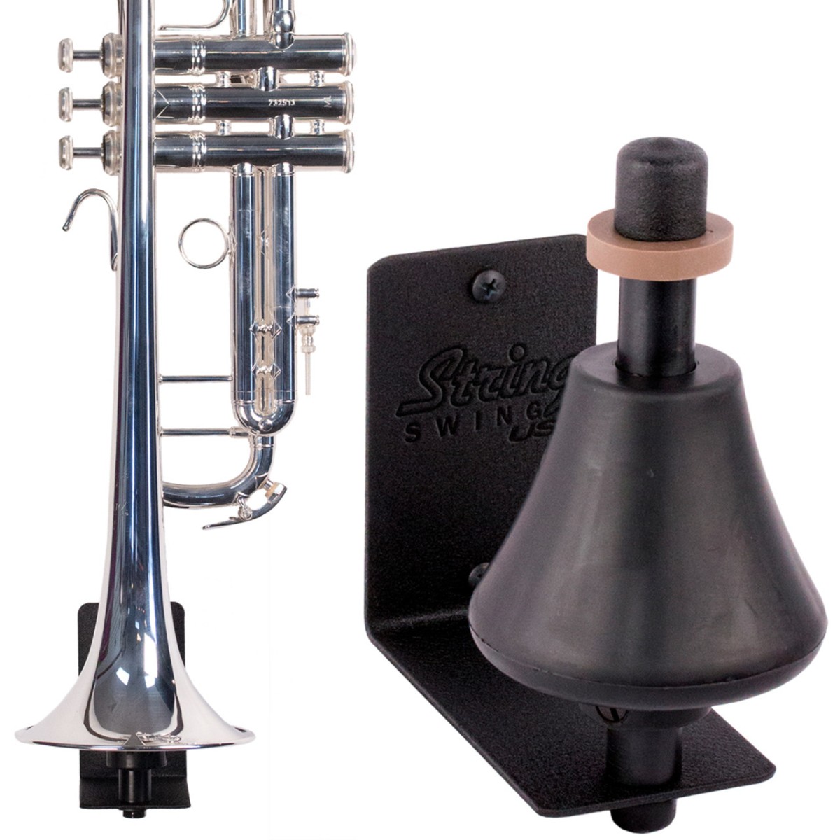 HH12 Vertical Trumpet Holder black flat wall