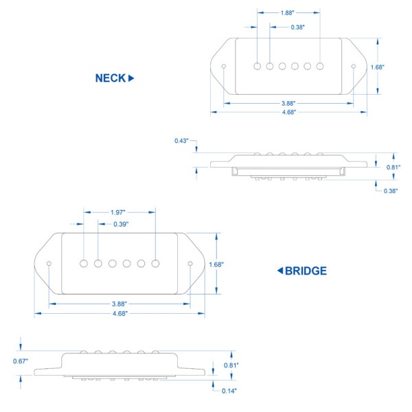 P90 Dogear Casino set chrome (LW medium narrow neck)