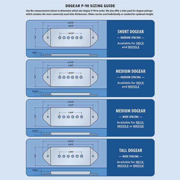 P90 Dogear set medium/wide neck & tall bridge black