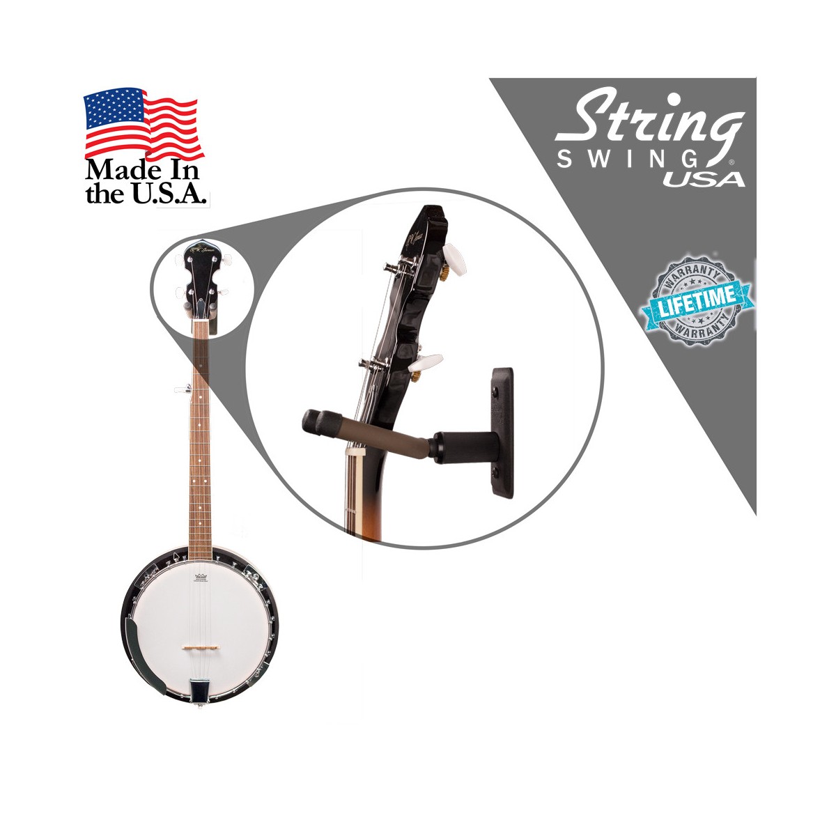 CC11B Banjo Hanger Wall Mount black