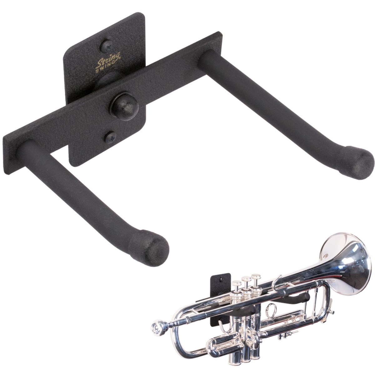 HH12H Horizontal Trumpet/Flugelhorn Holder black flat wall