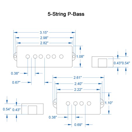 Pbass split coil 5 String black